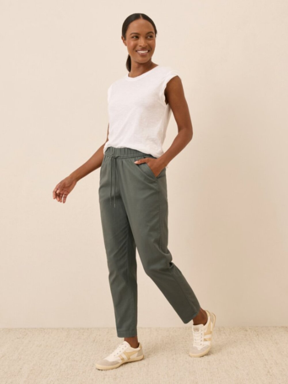 Women's Pact Organic Daily Twill Ultra-High Rise Tapered Pant, Sz S, NWT
